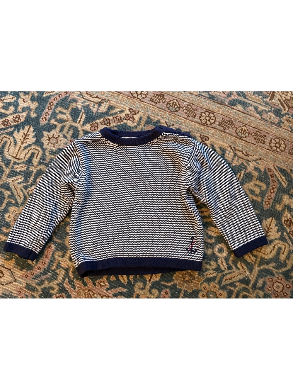 Janie and Jack White and Navy Sailor Sweater
